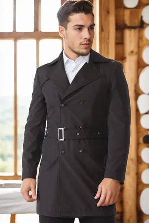 Dewberry PLT8321 PÁNSKÝ KABÁT - JEDNODUCHÝ ČERNÝ