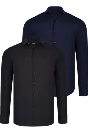 Dewberry DUAL SET G726 MENS SHIRT-BLACK-NAVY BLUE