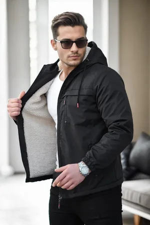 Dewberry 71189 Inside Faux Fur Mens Coat-BLACK