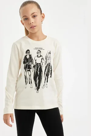 DeFacto Girl Relax Fit Crew Neck Printed Long Sleeve T-Shirt