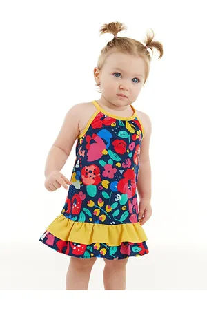 Denokids Floral Baby Girl Poplin Cotton Summer Strap Dress