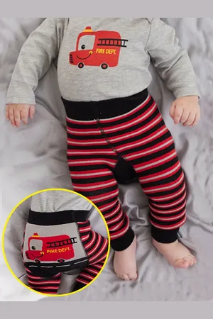 Denokids Hasičský sbor chlapecké pletené pruhované punčocháče-kalhoty