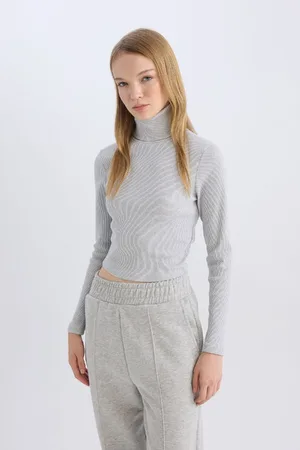DeFacto Coool Fitted Turtleneck Ribbed Camisole Basic Plain Long Sleeve T-Shirt