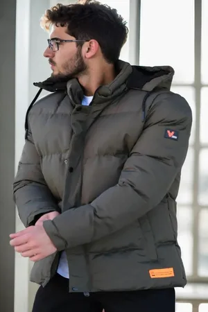 Dewberry 23453 Removable Hood Faux Fur Lined Slim fit Jacket-Khaki