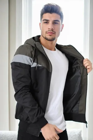 Dewberry 36136 Triangle Piece Hooded Seasonal Mens Coat-Khaki