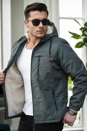 Dewberry 71189 Inside Faux Fur Mens Coat-Khaki