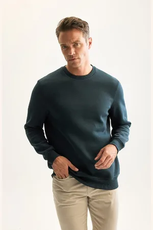 DeFacto 3 Thread Cotton Raised Polar Fleece Regular Fit Crew Neck Thick Sweatshirt