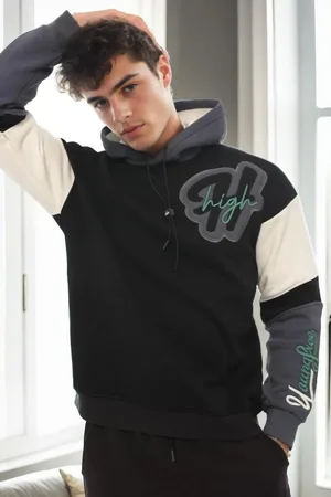 Dewberry 71185 Embroidered Oversize Mens Sweatshirt-BLACK
