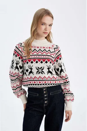 DeFacto Regular Fit Patterned Half Turtleneck Sweater