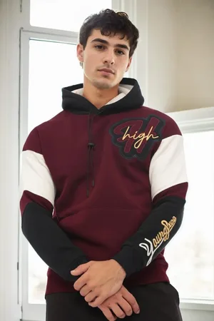 Dewberry 71185 Embroidered Oversize Mens Sweatshirt-BURGUNDY