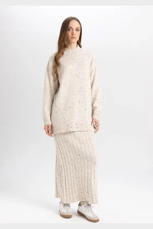 DeFacto Regular Fit Flexible Waisted Basic Plain Maxi Knitwear Skirt