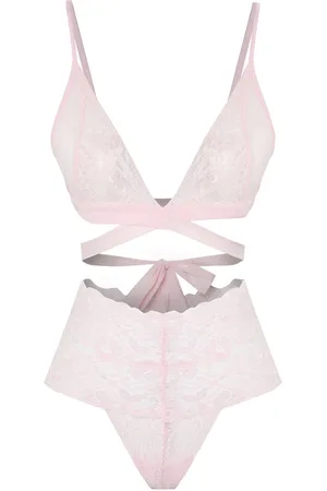 Trendyol Light Pink Laced Tie Detail Rope Strapless Non-wired Cupless Knitted Underwear Set