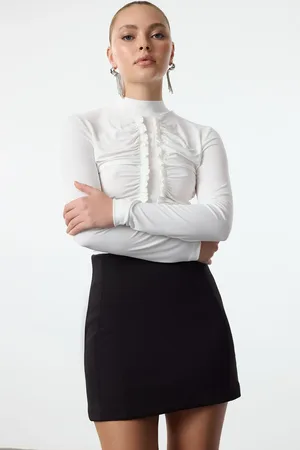 Trendyol Ecru Ruffle Detailed Knitted Bodysuit