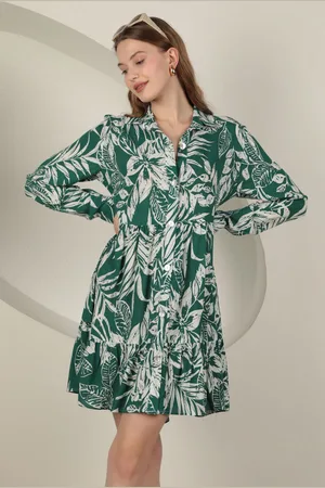 Trendyol Dark Green Floral Mini Woven Dress