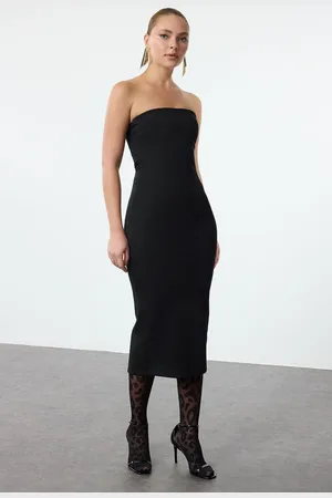 Trendyol Black Body-Smoothing Knitted Midi Dress