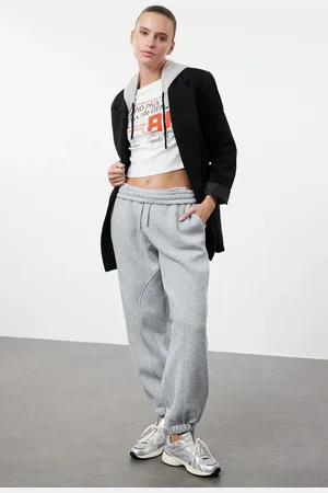 Trendyol Grey Melange Balloon Fit Thick Polar Fleece Normal Waist Knitted Sweatpants