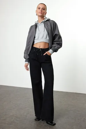 Trendyol Black Tied High Waist Wide Leg Jeans