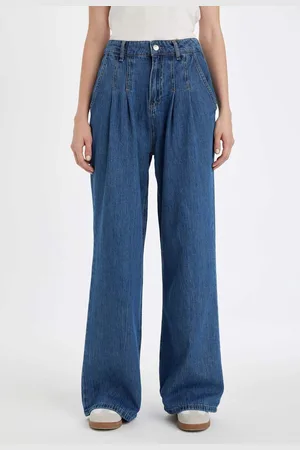 DeFacto Wide Leg High Waist Long Jean Washed Trousers