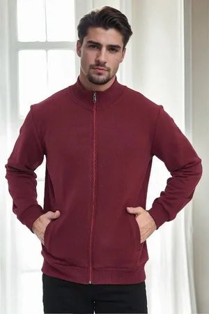 Dewberry 56777 Zippered Mens Cardigan-BORDEAUX