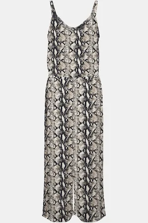 VERO MODA Černo-béžový vzorovaný zkrácený overal Simply - Dámské