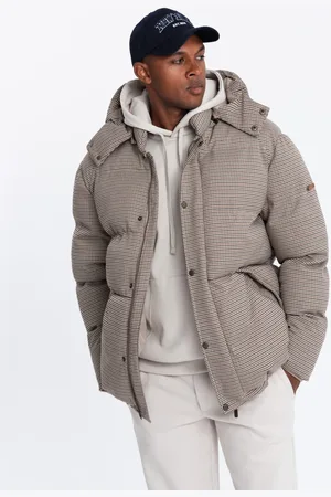 Ombre Clothing High padded puffer jacket with pattern - brown