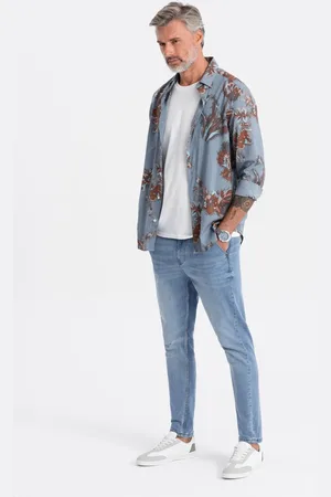 Ombre Clothing Pánské džíny CARROT FIT - světle modré