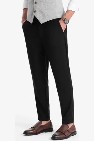 Ombre Clothing Pánské chino kalhoty s elastickým pasem - černé