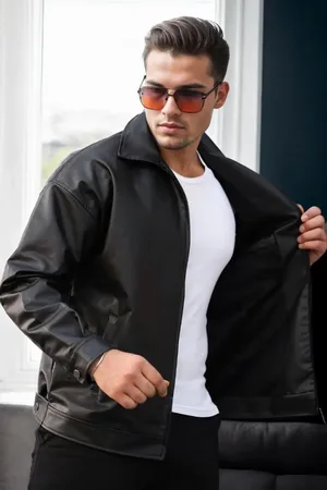 Dewberry 22265 Mens PU Jacket-BLACK