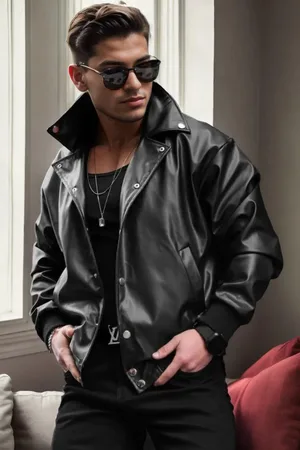 Dewberry 20059 Oversize Mens PU Jacket-BLACK