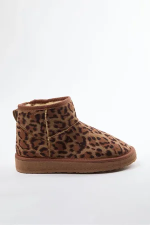 Trendyol Leopard Patterned Für Lined Round Toe Flatform Heeled Women