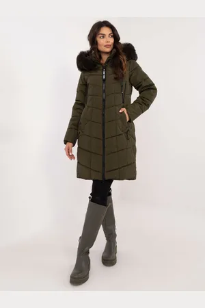 Factory Price Khaki dlouhá zimní bunda s prošíváním