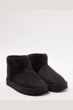 Trendyol Black Fur Lined Round Toe Flatform Heeled Women