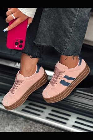D-Street Sneakersy damskie STRIPEY z platformą różowe