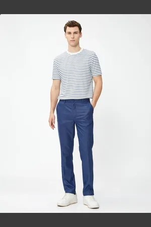 Koton Ové látkové kalhoty, slim fit, s knoflíkovými detaily, kapsy.