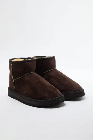 Trendyol Dark Brown Fur Lined Round Toe Flatform Heeled Women