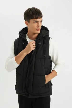 DeFacto Puffer Vest Hooded Zippered Snap Pocket