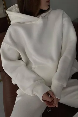 MADMEXT White Hooded Shark Oversized Sweatshirt