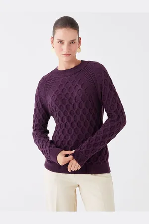 LC Waikiki Crew Neck Self-Patterned Dlouhý rukáv Dámský pletený svetr