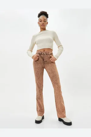 Koton Distressed Lightweight Flare Jeans Slim Fit Standard Waist Cotton Pocket - Victoria Slim Jea