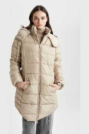 DeFacto Puffer Puffer Long Coat Parka Water Repellent Regular Fit Removable Hood