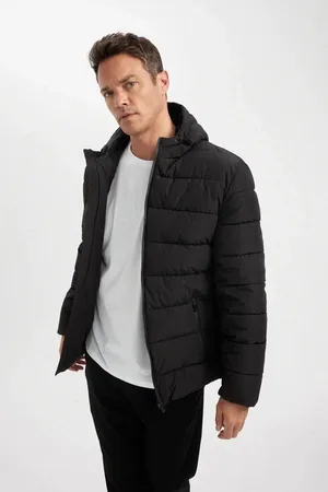 DeFacto Water Repellent Puffer Jacket Slim Fit Slim Cut Hooded Zippered Pocket Lined