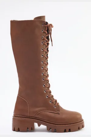 Trendyol Brown Laced Thick Sole Women
