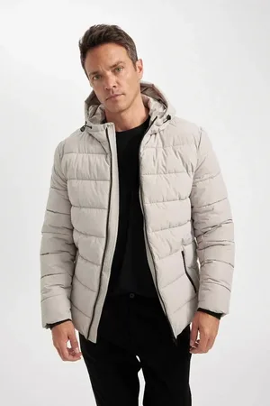 DeFacto Water Repellent Puffer Jacket Slim Fit Slim Cut Hooded Zippered Pocket Lined