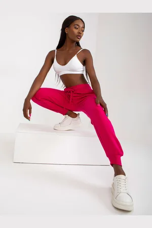 BASIC FEEL GOOD Fuchsia classic basic tied sweatpants
