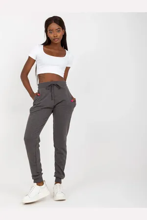 BASIC FEEL GOOD Dark gray classic basic tied sweatpants