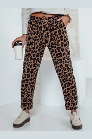 D-Street Spodnie damskie oversize PANTHERIN chinos wiązane w panterkę