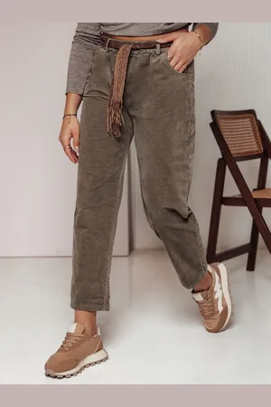 D-Street Spodnie damskie oversize SOFTYLA w paskiem khaki