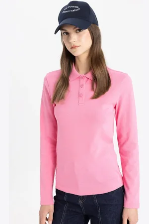 DeFacto Polo Collar Basic Plain Long Sleeve T-Shirt Tunic