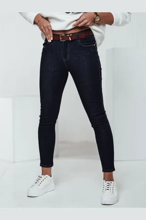 D-Street Spodnie damskie JEANLINE skinny z paskiem jeansowe