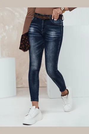 D-Street Spodnie damskie BLUEDEN z paskiem jeansowe